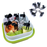 6 pcs Black Cat Food Picks for Fruit Cocktail Picks Bento Lunch Box Forks Decor Party Accessories 60MM