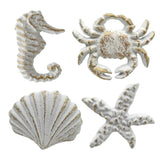 Cabinet Knobs for Cupboard Wardrobe Cabinet Kitchen, Distressed Cast Iron Beach Theme Drawer Pulls Handles, Pack of 4 (White) In Australia - Darrahopens