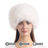 1 pcs Women's Faux Fur Hat for Winter with Stretch Cossack Russian Style White Warm Cap Winter skiing