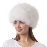1 pcs Women's Faux Fur Hat for Winter with Stretch Cossack Russian Style White Warm Cap Winter skiing