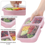 4 Pack Bento Lunch Box Compartment Wheat Straw Meal Prep Food Storage Containers Plastic, Microwave and Dishwasher Safe In Australia - Darrahopens