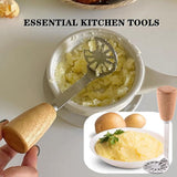 Potato Masher Mini Bean Masher Potatoes Masher with Wood Non Slip Handle,Stainless Steel Masher Kitchen Tool for Avocado