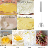 Stainless Egg Whisks, Hand Push Egg Rotary Whisk, Egg Beater Mixer, Semi-Automatic Rotating Whisk Hand Mixer Blender
