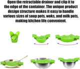 Pot Strainer Folding Snap On Silicone Strainer for Pots and Pans Heat Resistant Small Collapsible Strain Drainer Colander