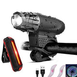 （3-piece set）Bike Lights suit, USB Rechargeable LED Bicycle Torch Light Set, Front Headlight with Quick Release, Super Bright, Waterproof
