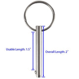 2 Pack Quick Release Pin, Diameter 1/4", Usable Length 1-1/2", Overall Length 2", Full 316 Stainless Steel, Marine Hardware