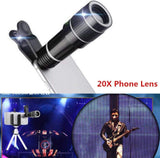 Camera Lenses Cell Phone Camera Lens, 20X Universal Clip On Lens for Smartphone Smart Phone Mobile Phone Telescope Lens