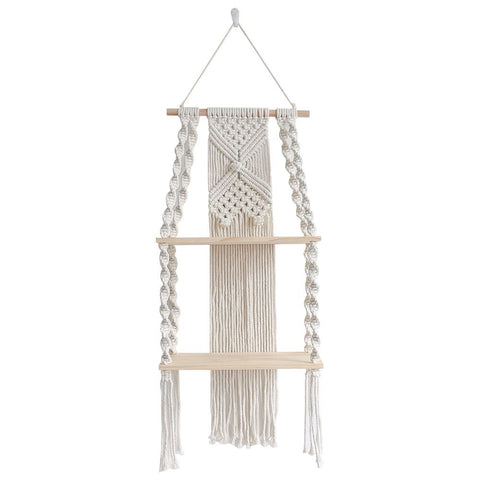 Wall Hanging Shelf 2 Tier Boho Wall Plant Hanger Shelves, Handmade of Woven Rope Boho Shelves Organizer for Living Room Bathroom In Australia - Darrahopens