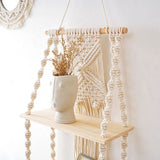 Wall Hanging Shelf 2 Tier Boho Wall Plant Hanger Shelves, Handmade of Woven Rope Boho Shelves Organizer for Living Room Bathroom In Australia - Darrahopens