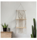 Wall Hanging Shelf 2 Tier Boho Wall Plant Hanger Shelves, Handmade of Woven Rope Boho Shelves Organizer for Living Room Bathroom In Australia - Darrahopens
