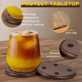 Wood Drink Coasters with Holder, 6 Pieces Wooden Coasters Cup Coaster Set for Bar Kitchen Home Apartment, In Australia - Darrahopens