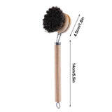 4 pcs Bamboo Pot Dish Brush, Replaceable Brush Head, Eco-Friendly, Natural Soft Horsehair Sisal Coconuts Palm Cleaning Brush