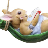 Cute Garden Swing Rabbit Outdoor Hanging Statues, Rabbit Parent and Child Reading in Swing Leaf Hammock In Australia - Darrahopens