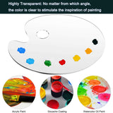Clear Acrylic Paint Palette ,Oval Art Palette Watercolor Gouache Oil Paint Mixing Palette Easy Clean Plastic Paint Tray Pallette