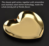 Stainless Steel Jewelry Tray Nordic Heart-shaped Gift Storage Tray Necklace Ring Display/Fruit Dessert Tray/Home Decoration