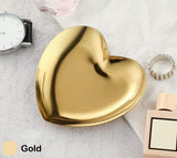 Stainless Steel Jewelry Tray Nordic Heart-shaped Gift Storage Tray Necklace Ring Display/Fruit Dessert Tray/Home Decoration