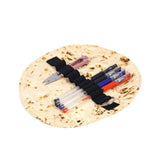 Funny Tortilla Pencil Case Holder Roll Canvas Pencil Pouch Pancake Canvas Pen Roll Up Round Pencil Holder Pancake Stationery
