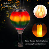 Hot Air Balloon Solar Lantern with Candle Holder Solar Hot Air Balloon Flickering Flame Hanging Garden Light Waterproof Glass In Australia - Darrahopens