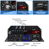Audio Power Amplifier Stereo Speaker BluetoothAmp Receiver with Power Supply,Remote Control,FM Antenna for Car Home Bar Party