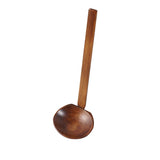 2 Pieces Handcrafted Wooden Ramen Spoon and Colander with Long Handle Home Tableware Kitchen Utensils, 8.66in
