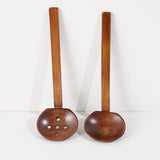 2 Pieces Handcrafted Wooden Ramen Spoon and Colander with Long Handle Home Tableware Kitchen Utensils, 8.66in