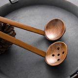 2 Pieces Handcrafted Wooden Ramen Spoon and Colander with Long Handle Home Tableware Kitchen Utensils, 8.66in