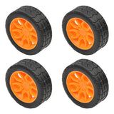30x11mm RC Cars Wheels, 4Packs Black Orange Toys Wheels, 2mmDia Shaft Plastic Model Wheels for DIY Toy, RC Car, Truck