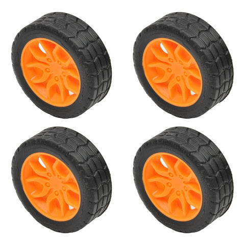 30x11mm RC Cars Wheels, 4Packs Black Orange Toys Wheels, 2mmDia Shaft Plastic Model Wheels for DIY Toy, RC Car, Truck