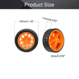 30x11mm RC Cars Wheels, 4Packs Black Orange Toys Wheels, 2mmDia Shaft Plastic Model Wheels for DIY Toy, RC Car, Truck