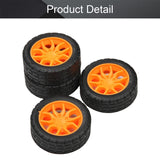 30x11mm RC Cars Wheels, 4Packs Black Orange Toys Wheels, 2mmDia Shaft Plastic Model Wheels for DIY Toy, RC Car, Truck