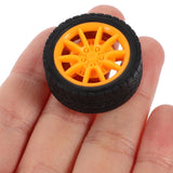 30x11mm RC Cars Wheels, 4Packs Black Orange Toys Wheels, 2mmDia Shaft Plastic Model Wheels for DIY Toy, RC Car, Truck