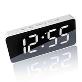 Digital Bedside Time Temperature Function, Adjustable Brightness Mirror Surface Led Display Alarm Clock for Home