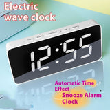 Digital Bedside Time Temperature Function, Adjustable Brightness Mirror Surface Led Display Alarm Clock for Home