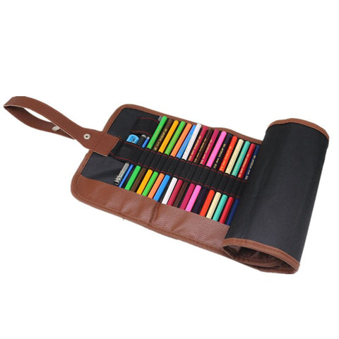 Handmade 72 Slots Roll Up Pencil Case, Oxford Cloth Pencil Wrap Pouch Pen Holder Organizer for Artist Drawing Coloring Sketching