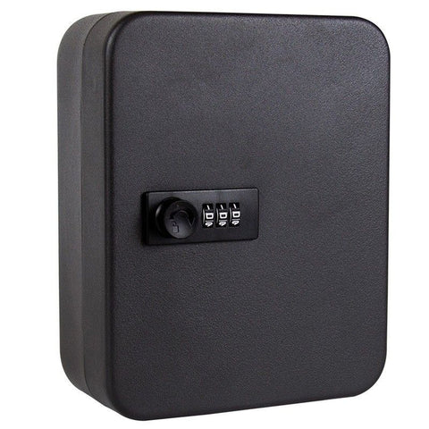 Secure Key Box with Combination Lock, Decaller Key Cabinet Wall Mount Lock Box with 20 Hooks, black
