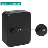 Secure Key Box with Combination Lock, Decaller Key Cabinet Wall Mount Lock Box with 20 Hooks, black