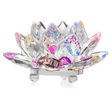 Sparkle Crystal Lotus Flower Hue Reflection Feng Shui Home Decor Hue Reflection Clear Crystal Lotus (3 Inch/ 80MM)