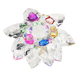 Sparkle Crystal Lotus Flower Hue Reflection Feng Shui Home Decor Hue Reflection Clear Crystal Lotus (3 Inch/ 80MM)