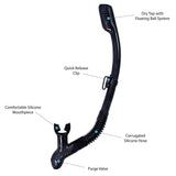 Dry Snorkel | Quality Professional Snorkel Gear with Dry Top Valve, Comfortable Silicone Mouthpiece and Purge Valve In Australia - Darrahopens