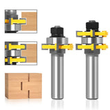 2 pcs Adjustable Tongue and Groove Router Bit Set with 1/2 Inch Shank, Stock Woodworking Cutting Milling Tools