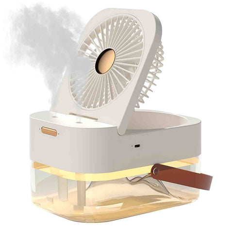 Double-spray Remote Control Timing Spray Humidifier Desktop Small Fan with Night Light Mute Hydration Fan Home Office In Australia - Darrahopens