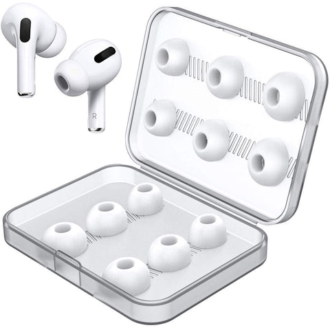 Replacement Ear Tips Accessory Silicon and Memory Foam Ear Buds Tips with Storage Box (White 6 Pair Memory Foam)