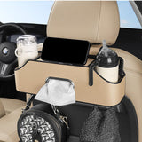 Car Headrest Back Seat Organizer with 2 Cup Holder & Tissue Box and Storage Box Hook kids Car Food Sauce Storage Holder