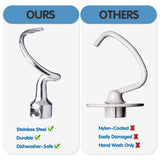 Stainless Steel Spiral Dough Hook Attachment Tilt-Head Stand Mixer, Dough Hook, Dishwasher Safe, Mixer Accessory