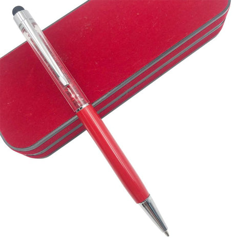 Cute Pens with Stylus Tip, 2 in 1 Black Ink Ballpoint Pens and Slim Crystal Stylus Pens for Touch Screens(4 colors)