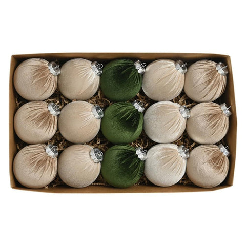 Velvet Christmas Ornaments Balls 15 Pcs 3.1 Inches / 8cm Large Christmas Baubles Shatterproof Xmas Ball for Christmas Tree
