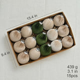 Velvet Christmas Ornaments Balls 15 Pcs 3.1 Inches / 8cm Large Christmas Baubles Shatterproof Xmas Ball for Christmas Tree