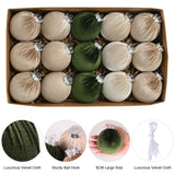 Velvet Christmas Ornaments Balls 15 Pcs 3.1 Inches / 8cm Large Christmas Baubles Shatterproof Xmas Ball for Christmas Tree