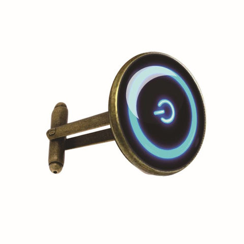 3 pairs of Computer Power Button Design Tech Lovers Handmade ROUND Glass Metal Cuff LInks Cufflinks Gift for Him