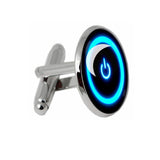 3 pairs of Computer Power Button Design Tech Lovers Handmade ROUND Glass Metal Cuff LInks Cufflinks Gift for Him